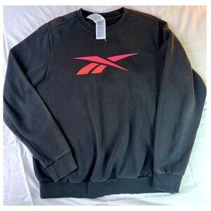 Reebok Sweatshirt Women Large Black Pink Excellent Crewneck Vector Logo Pullover